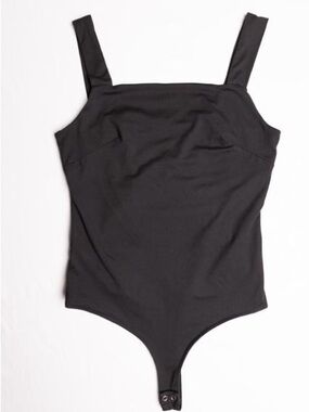 REORIA Black Square Neck Sleeveless Tank Top Bodysuit Double Lined Size Large L